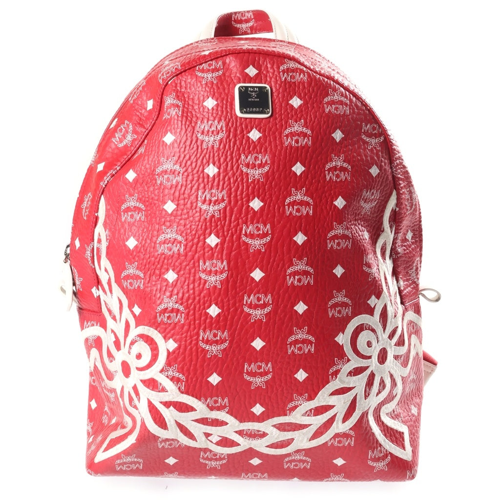 MCM(エム シー エム) ディートリッヒ ラウレル バックパック リュック レッド レザー レディース