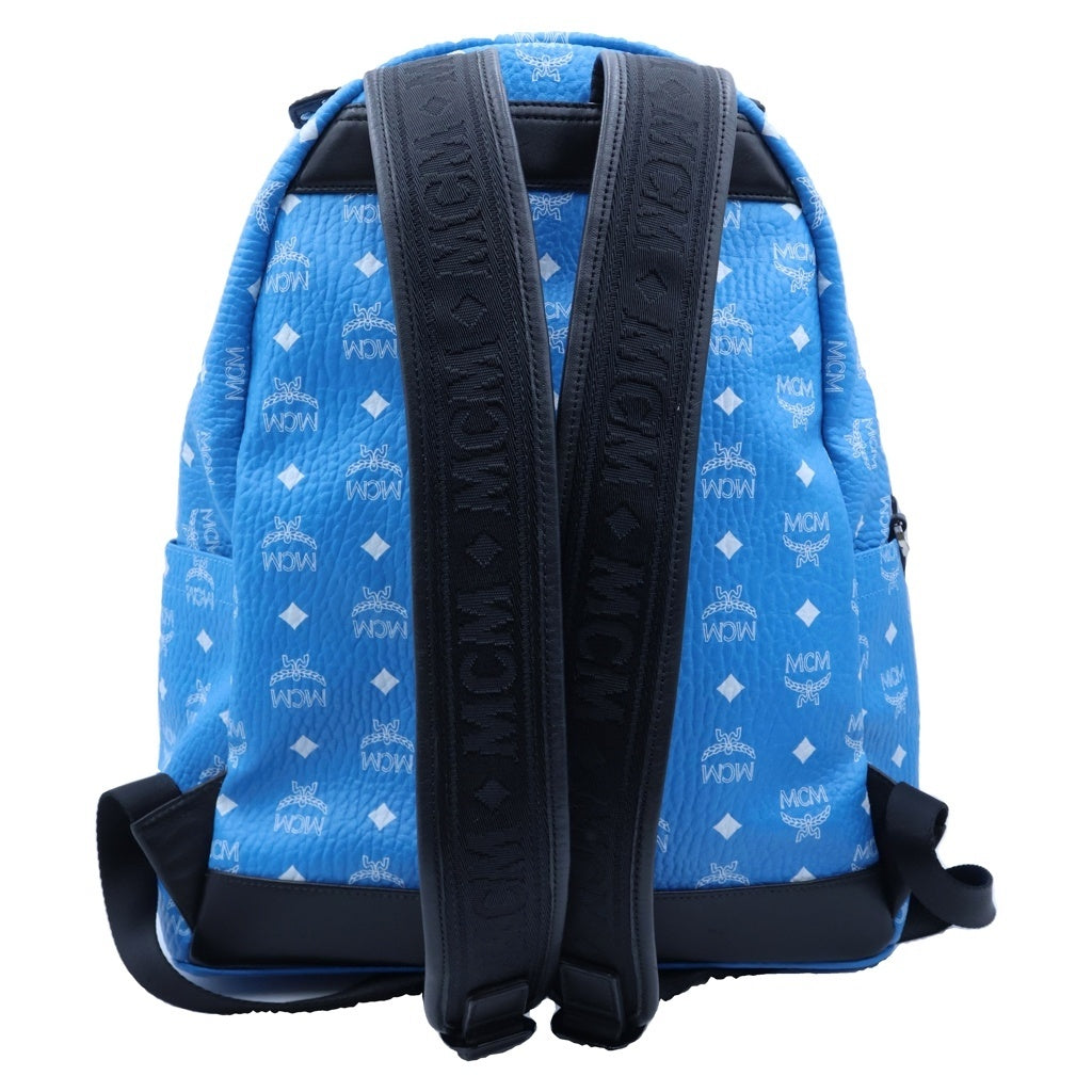 MCM(エム シー エム) スタッズ バックパック リュック ブルー レザー