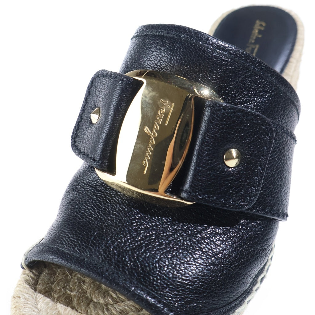 Salvatore Ferragamo(サルヴァトーレ フェラガモ) ロゴエスパードリーユサンダル ブラック×ベージュ レディース