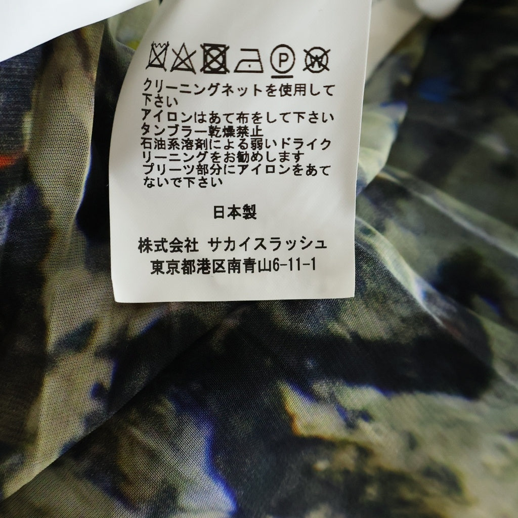 Sacai(サカイ) 19SS ×JacksonPollockStudio ジャクソンポロックスタジオ 総柄プリント プリーツ ミディアム スカート ブラック レディース 19-04678