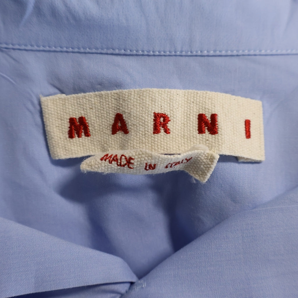 MARNI(マルニ) 22AW ポプリン ストライプ柄 切り替え 長袖シャツ ライトブルー CUMU0212Q2 UTC193