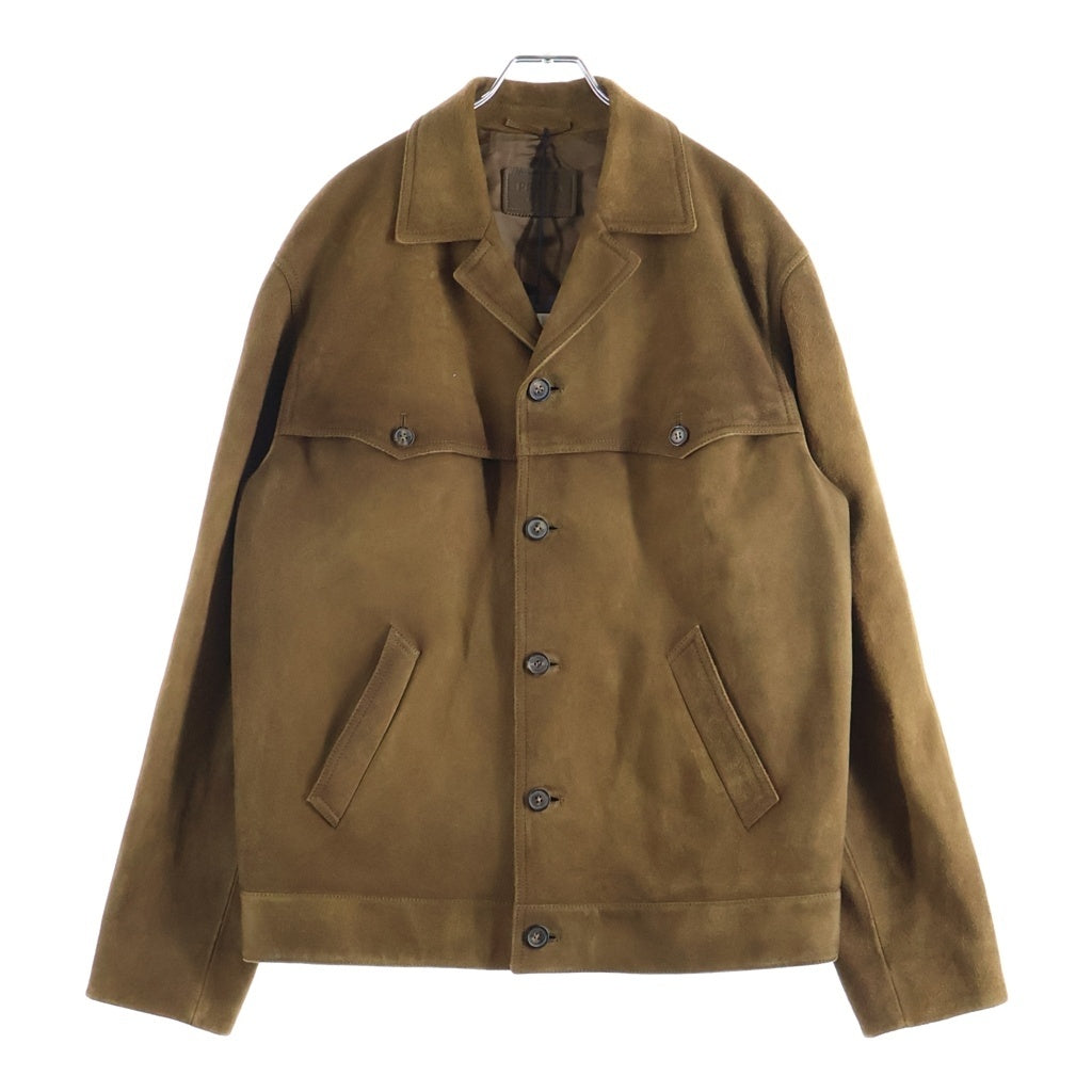 PRADA(プラダ) 25AW suede jacket スエードレザー バック トライアングル ワッペンロゴ ジャケット ブラウン UPW567