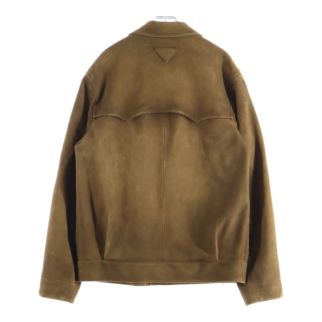 PRADA(プラダ) 25AW suede jacket スエードレザー バック トライアングル ワッペンロゴ ジャケット ブラウン UPW567