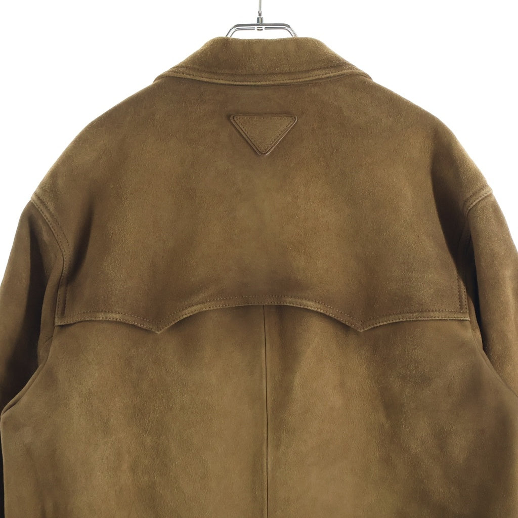 PRADA(プラダ) 25AW suede jacket スエードレザー バック トライアングル ワッペンロゴ ジャケット ブラウン UPW567
