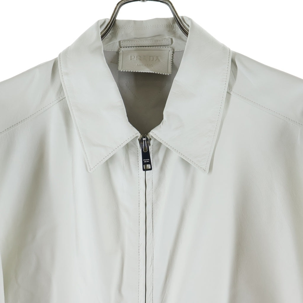PRADA(プラダ) Nappa Leather Blouson Jacket ナッパレザー ジップアップ ブルゾン ジャケット ホワイト UPW492