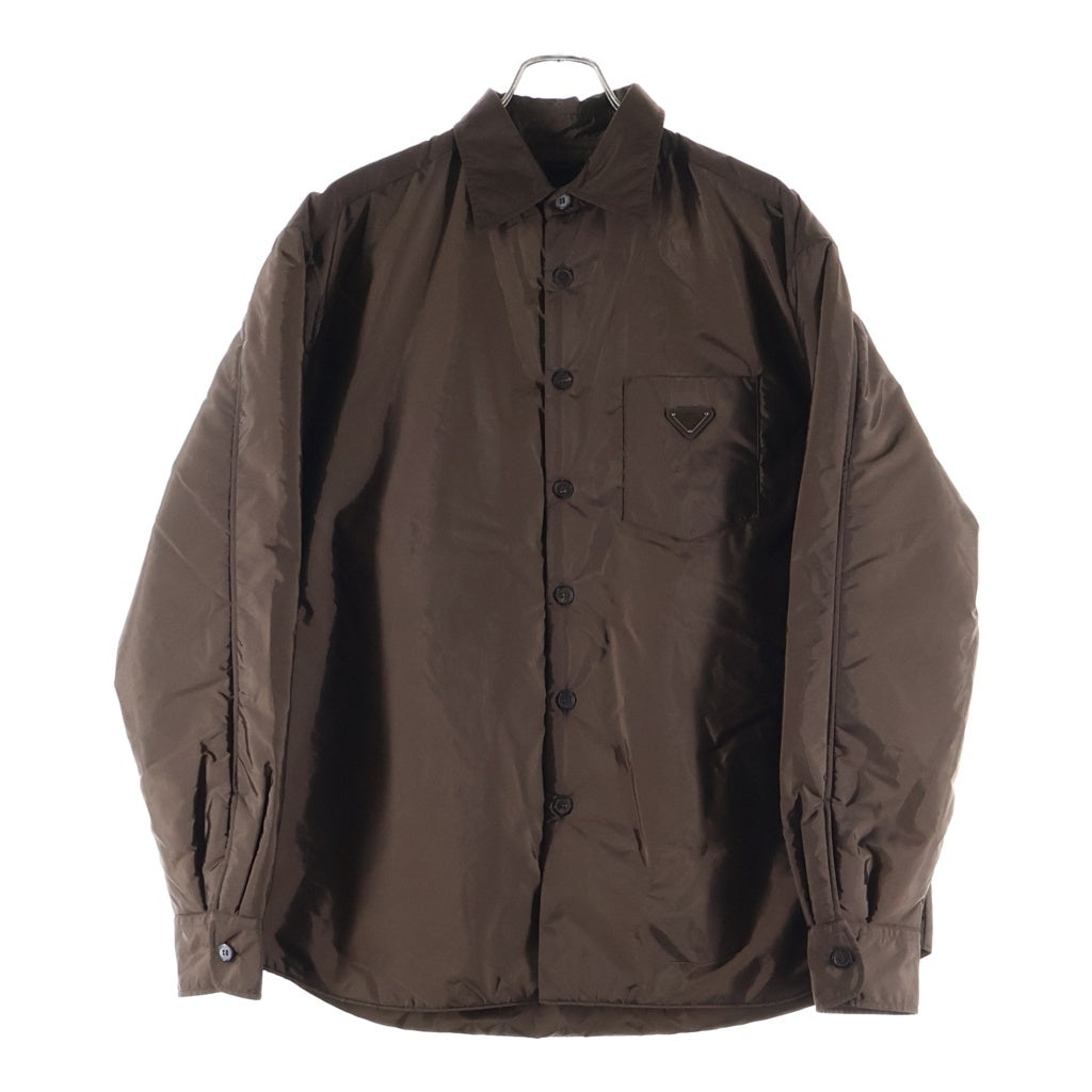 PRADA(プラダ) 25AW Light Re-Nylon Blouson Jacket ライトリナイロン トライアングルロゴプレート 中綿 シャツ ジャケット ブルゾン ブラウン SC823M