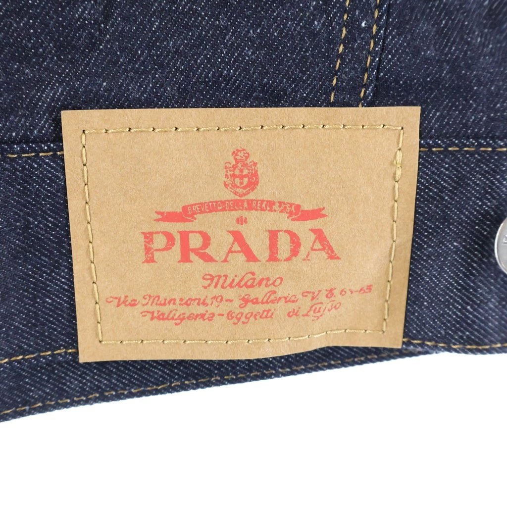 PRADA(プラダ) Denim and suede blouson jacket スエードレザー切り替え デニム トラッカー ジャケット ブルゾン インディゴ/ブラウン GEB291