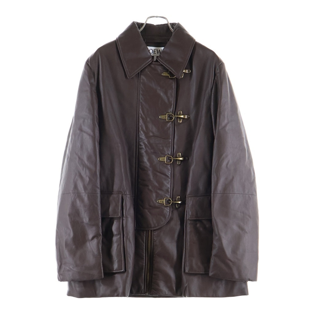 LOEWE(ロエベ) Fireman buckle Napa lambskin coat ファイヤーマン バックル ナッパ ラムスキン レザー コート ブラウン H526Y34L95