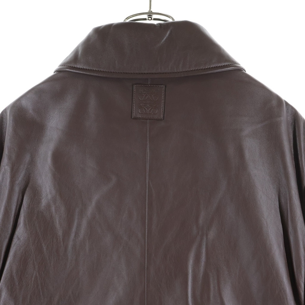 LOEWE(ロエベ) Fireman buckle Napa lambskin coat ファイヤーマン バックル ナッパ ラムスキン レザー コート ブラウン H526Y34L95