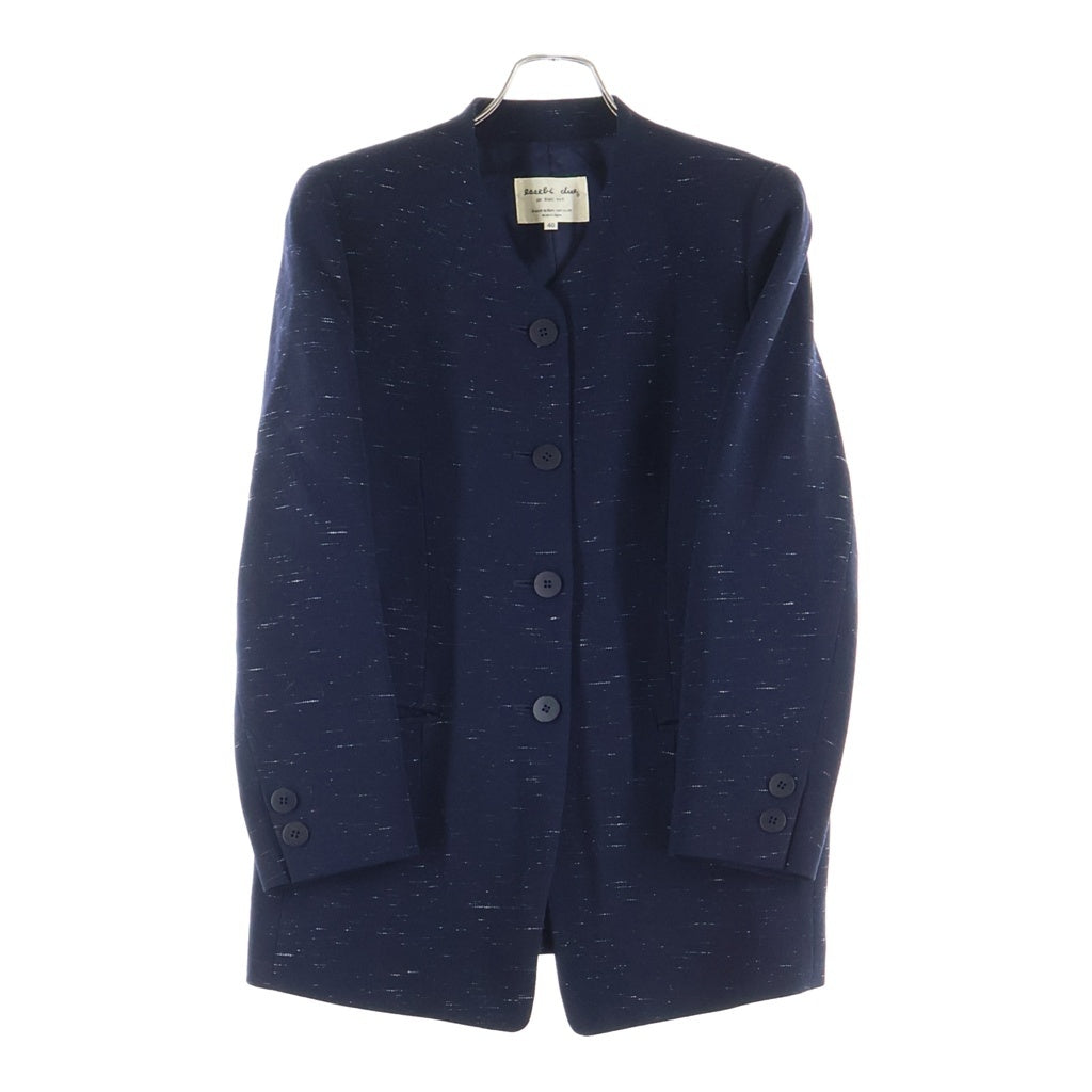 NO BRAND(ノーブランド) essebi due ノーカラー ジャケット ウール ネイビー レディース