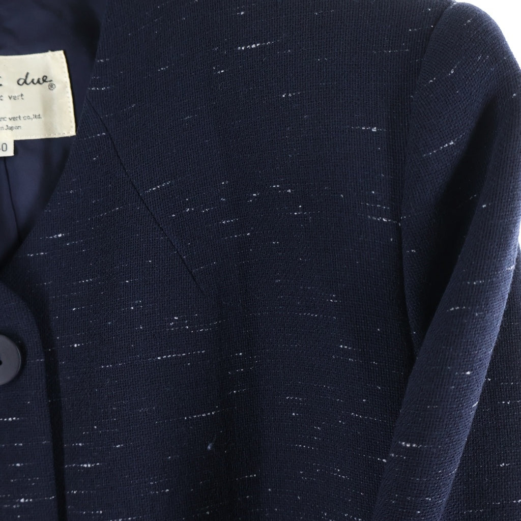 NO BRAND(ノーブランド) essebi due ノーカラー ジャケット ウール ネイビー レディース