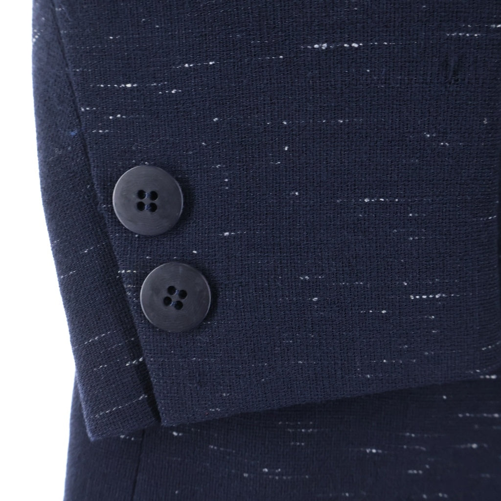 NO BRAND(ノーブランド) essebi due ノーカラー ジャケット ウール ネイビー レディース