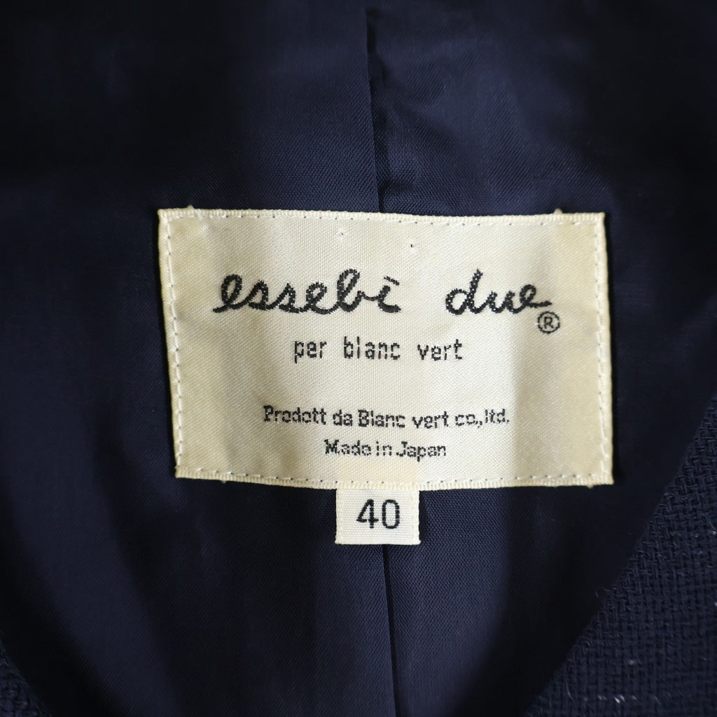 NO BRAND(ノーブランド) essebi due ノーカラー ジャケット ウール ネイビー レディース