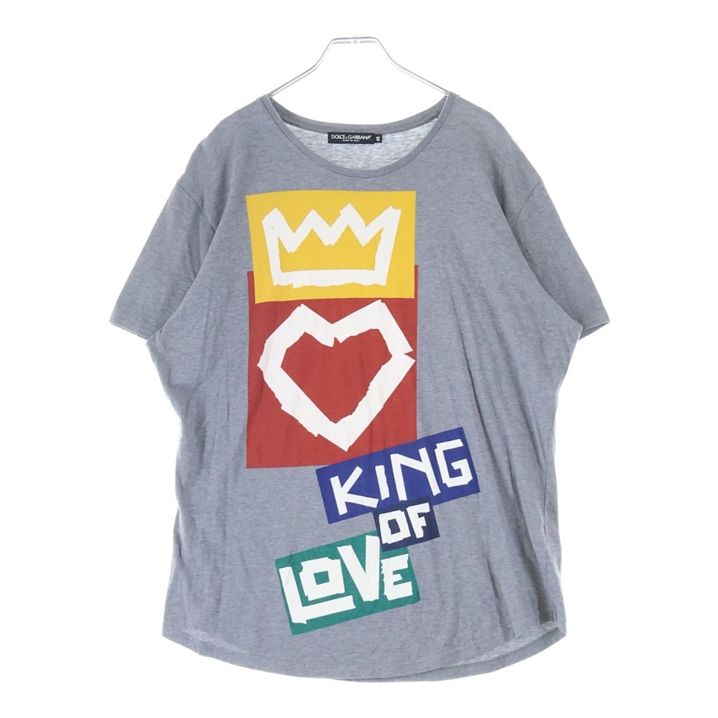 DOLCE & GABBANA(ドルチェアンドガッバーナ) キングクラウンプリント 半袖Tシャツ グレー コットン JT G8IG8T G7OPS