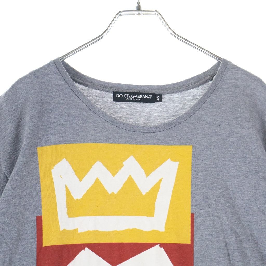 DOLCE & GABBANA(ドルチェアンドガッバーナ) キングクラウンプリント 半袖Tシャツ グレー コットン JT G8IG8T G7OPS