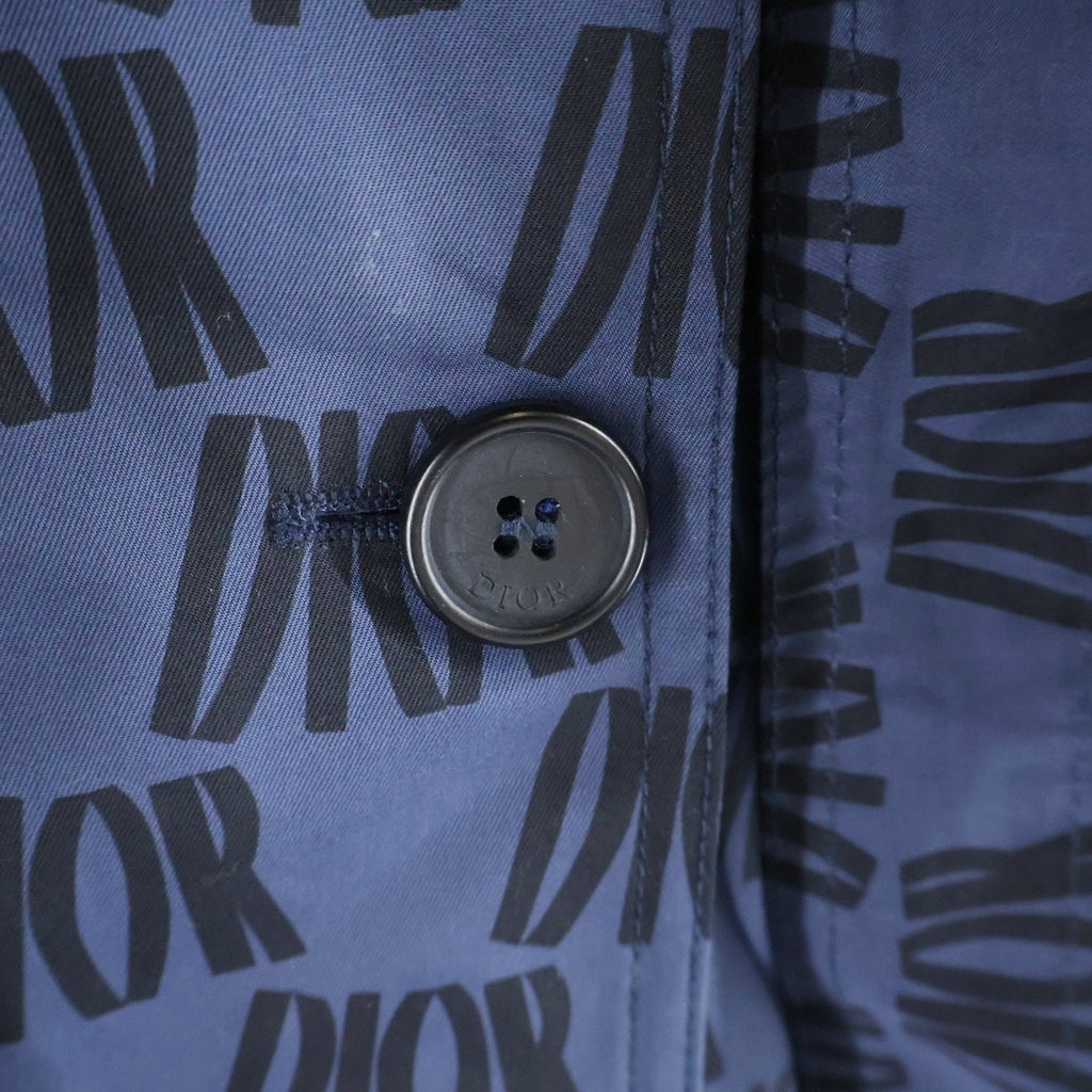 DIOR(ディオール) 総柄 ロゴ トレンチコート ネイビー コットン 2WBM11COAF レディース