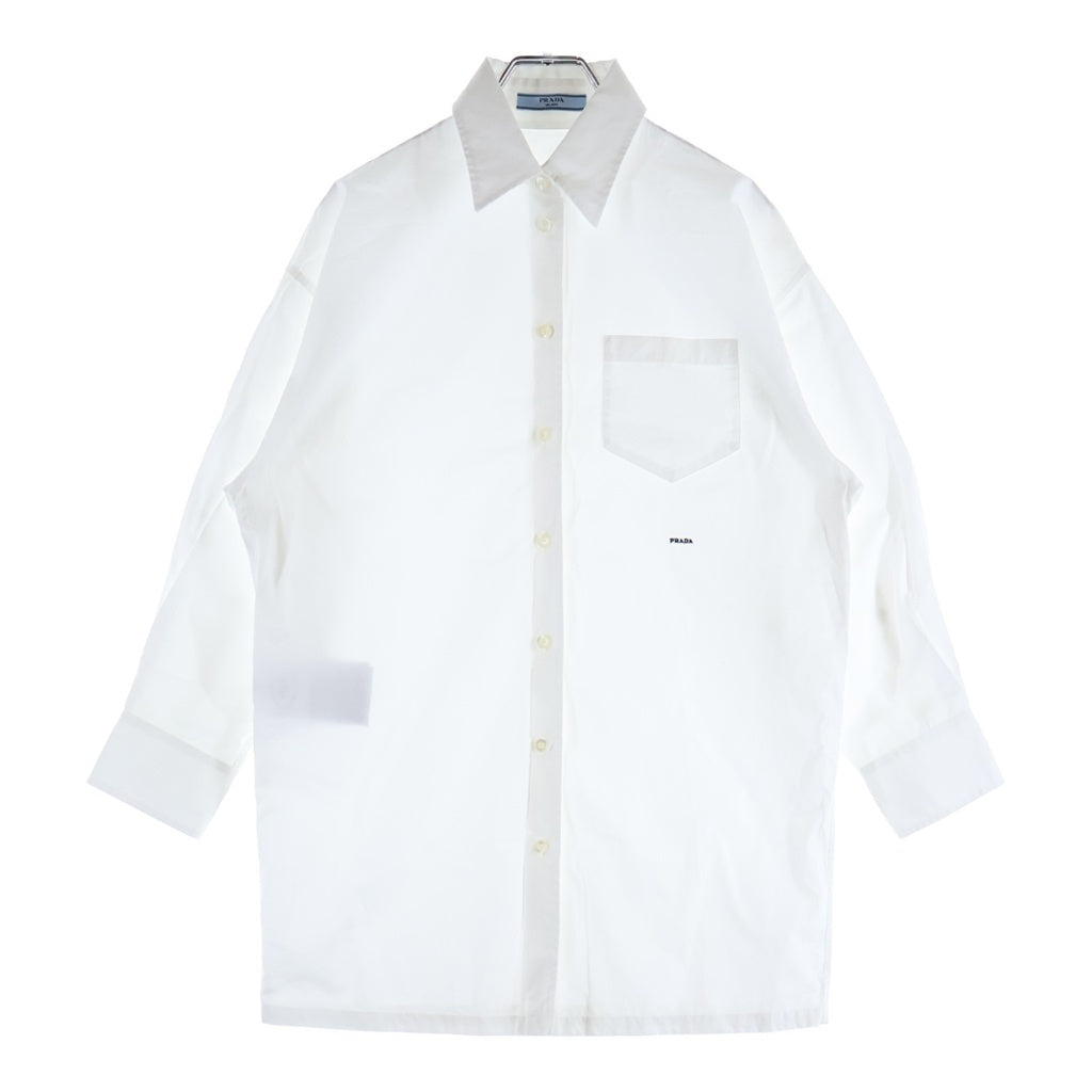 PRADA(プラダ) ポプリン ロングスリーブ シャツ ホワイト コットン P418GR S000 1XV2 レディース