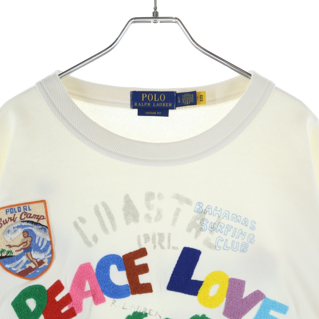 POLO RALPH LAUREN(ポロラルフローレン) PEACE LOVE ロゴプリント スウェット コットン ホワイト/マルチカラー