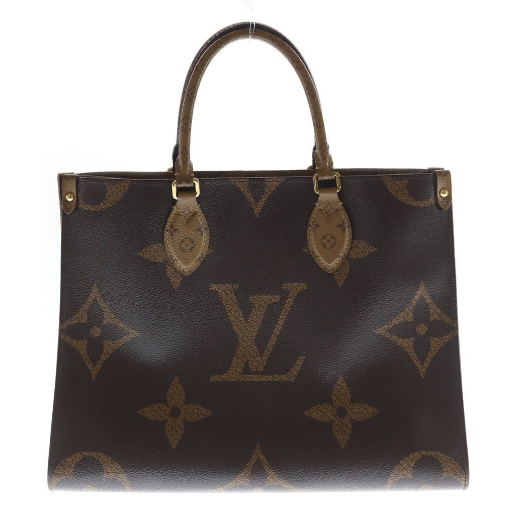 LOUIS VUITTON(ルイヴィトン) モノグラム ジャイアント オンザゴーMM ハンドバッグ トートバッグ ブラウン レザー×PVC M45321 ゴールド金具 レディース