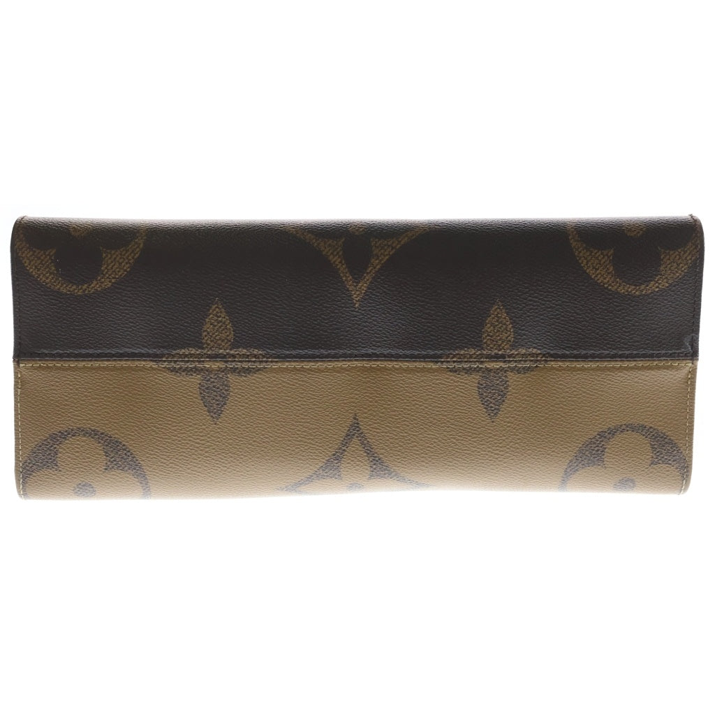 LOUIS VUITTON(ルイヴィトン) モノグラム ジャイアント オンザゴーMM ハンドバッグ トートバッグ ブラウン レザー×PVC M45321 ゴールド金具 レディース
