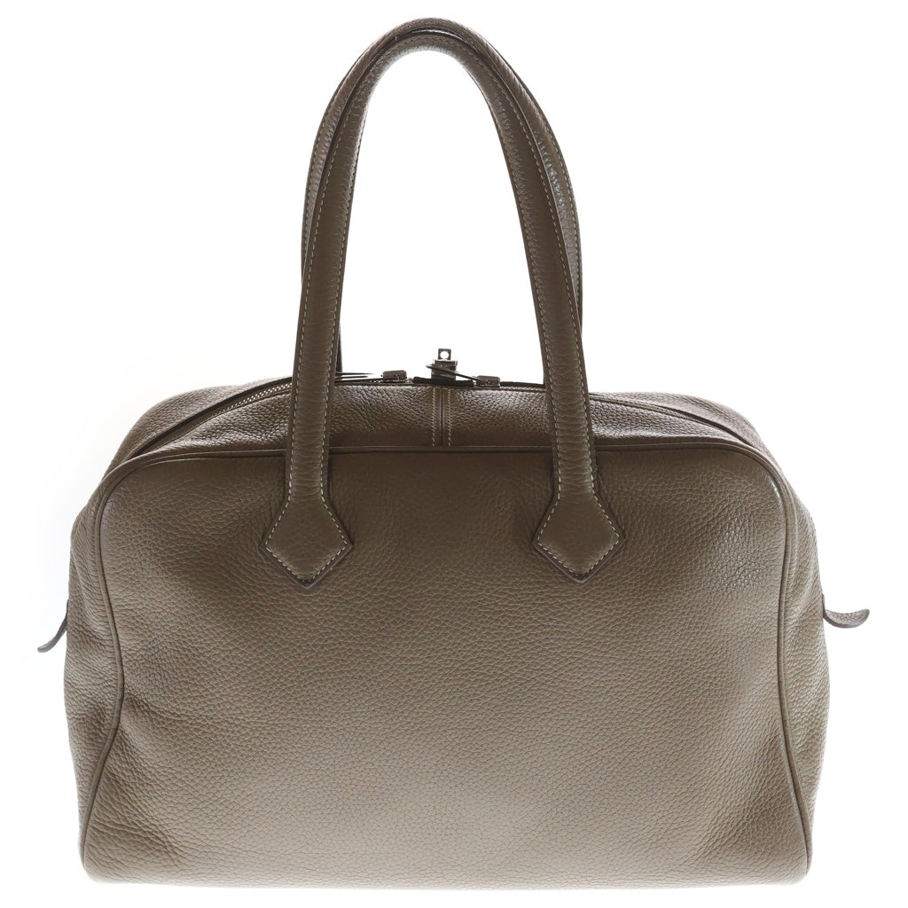 HERMES(エルメス) ヴィクトリア35 ハンドバッグ ボストンバッグ ブラウン エトゥープ トリヨン レザー C刻印 シルバー金具 レディース