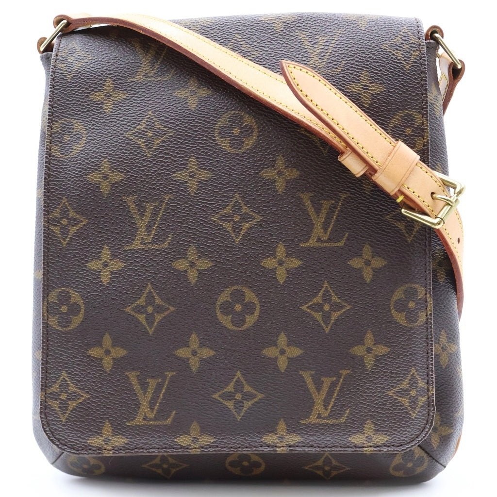 LOUIS VUITTON(ルイヴィトン) モノグラム ミュゼットサルサ ショルダーバッグ ブラウン レザー×PVC M51258 ゴールド金具