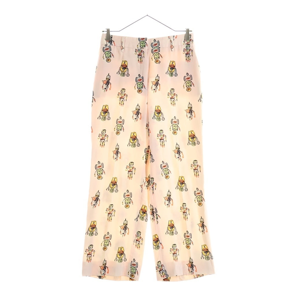 PRADA(プラダ) 16AW ロボット総柄プリント シルク スラックスパンツ ピンク P2231 レディース