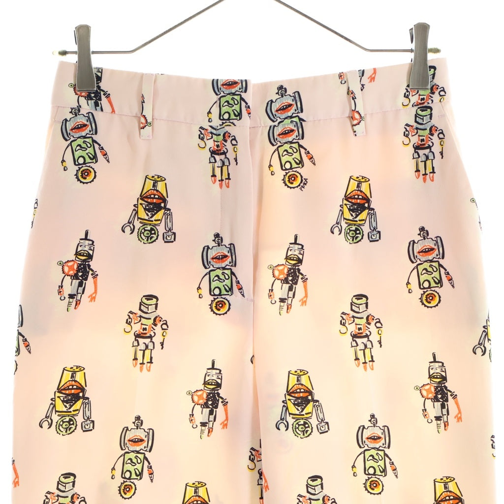 PRADA(プラダ) 16AW ロボット総柄プリント シルク スラックスパンツ ピンク P2231 レディース