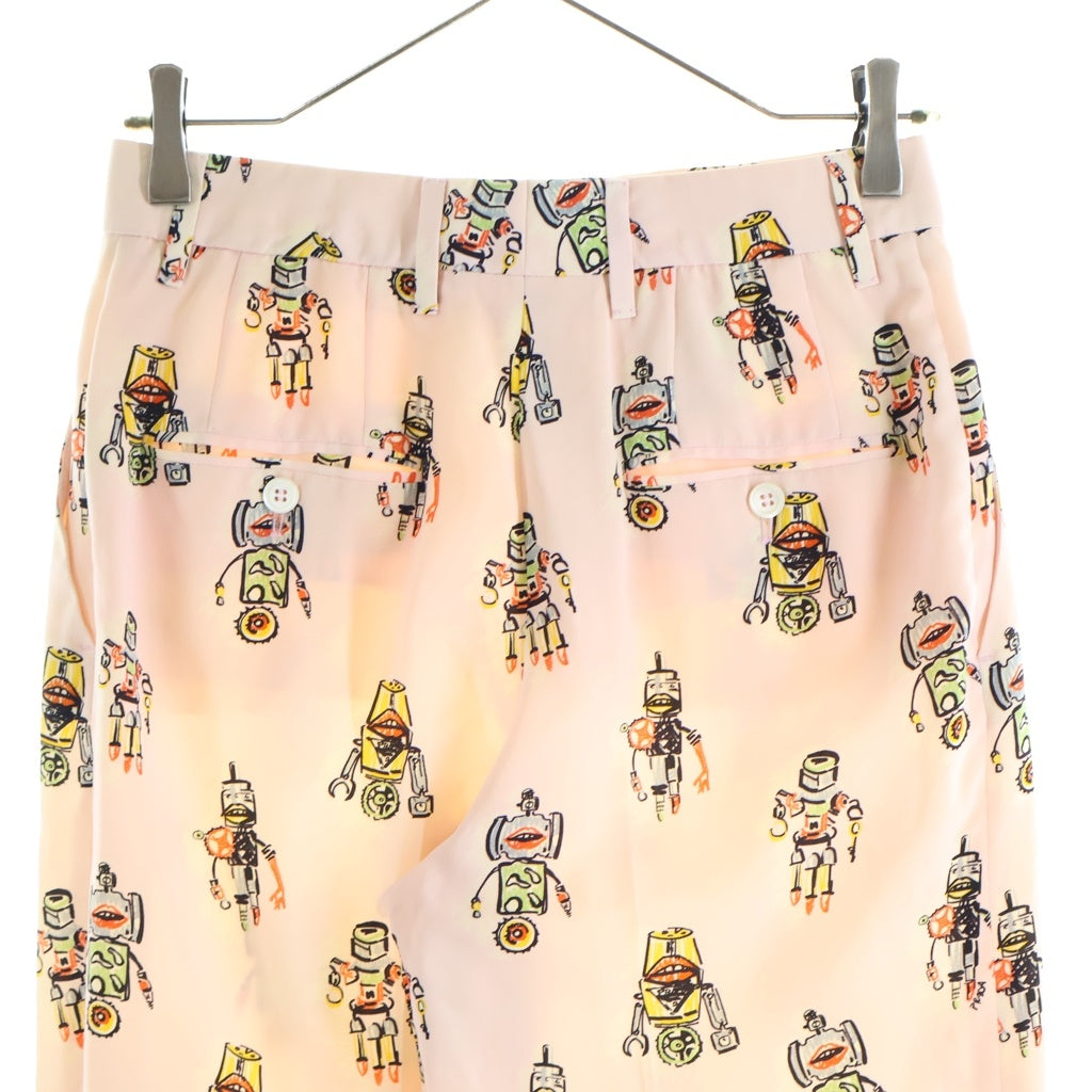 PRADA(プラダ) 16AW ロボット総柄プリント シルク スラックスパンツ ピンク P2231 レディース