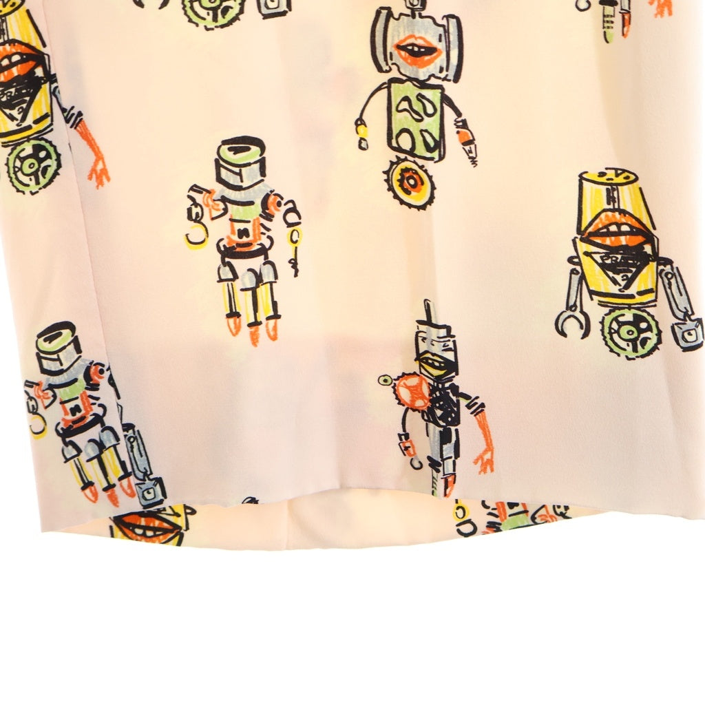 PRADA(プラダ) 16AW ロボット総柄プリント シルク スラックスパンツ ピンク P2231 レディース