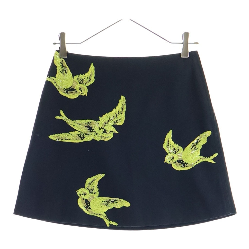miumiu(ミュウミュウ) 15SS バード スパンコール刺繍 デニム ミニスカート ブラック レディース GWD085