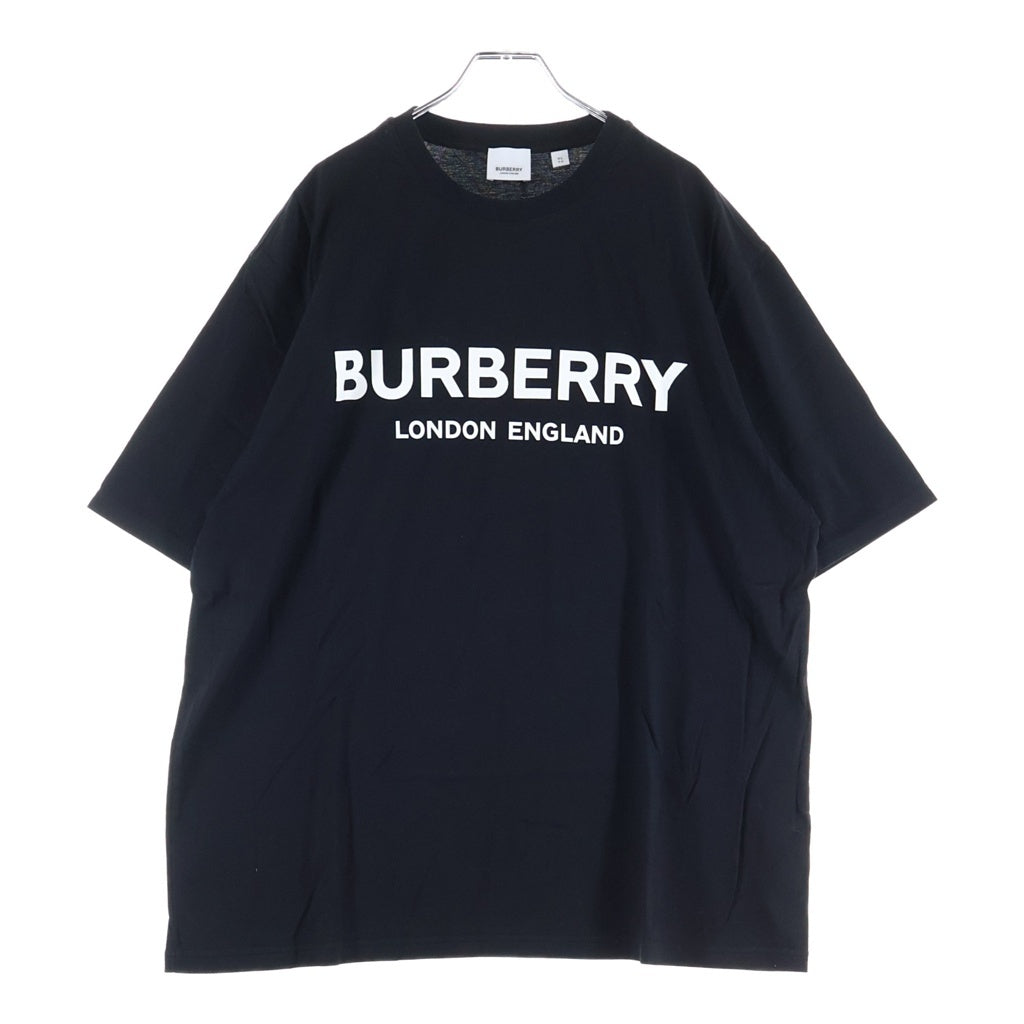 BURBERRY(バーバリー) ロゴプリント 半袖カットソー Tシャツ ブラック コットン