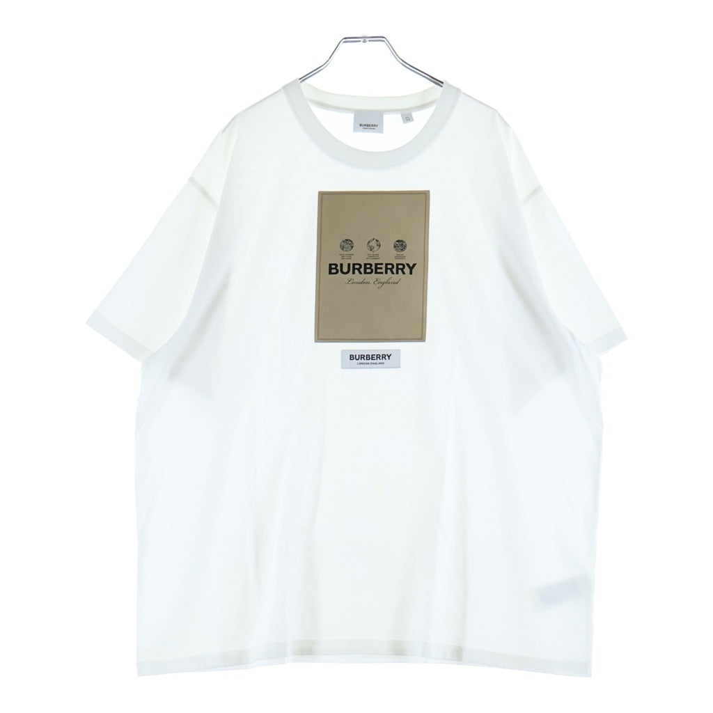 BURBERRY(バーバリー) ラベルアップリケ ロゴ 半袖カットソー Tシャツ ホワイト
