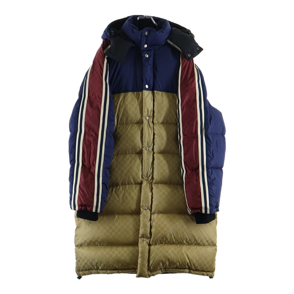 GUCCI(グッチ) GG ロングダウンジャケット ブルー/ベージュ 590744