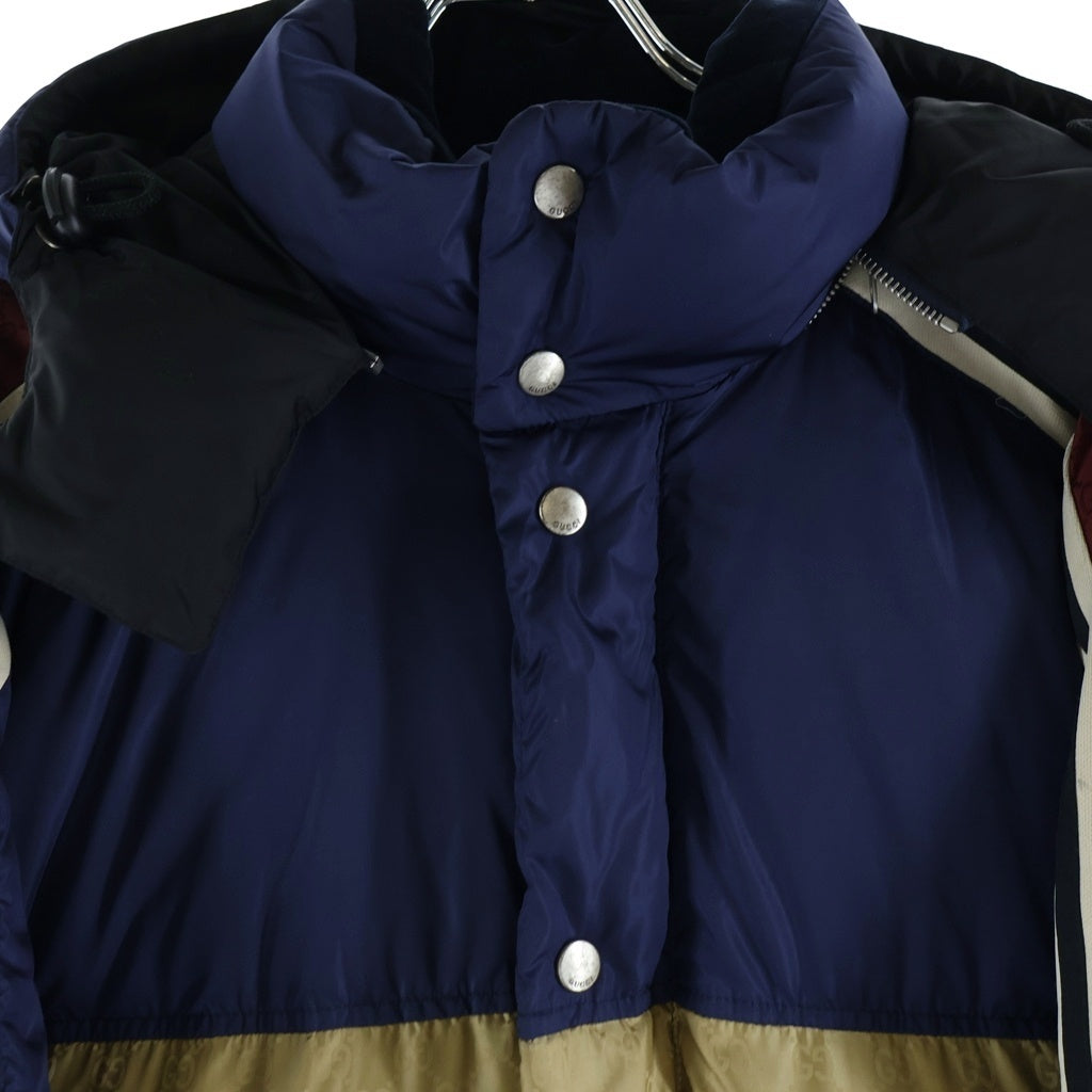 GUCCI(グッチ) GG ロングダウンジャケット ブルー/ベージュ 590744