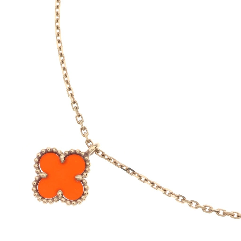 Van Cleef & Arpels(ヴァンクリーフアンドアーペル) スウィート アルハンブラ ペンダント ネックレス カーネリアン ピンクゴールド Au750PG VCARN59M00 レディース