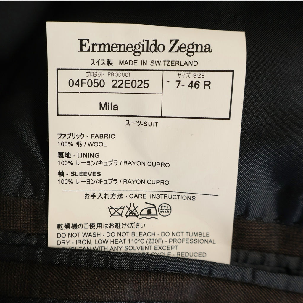 Ermenegildo Zegna(エルメネジルドゼニア) セットアップ ジャケット×パンツ チェック柄 グレー ウール 04F050