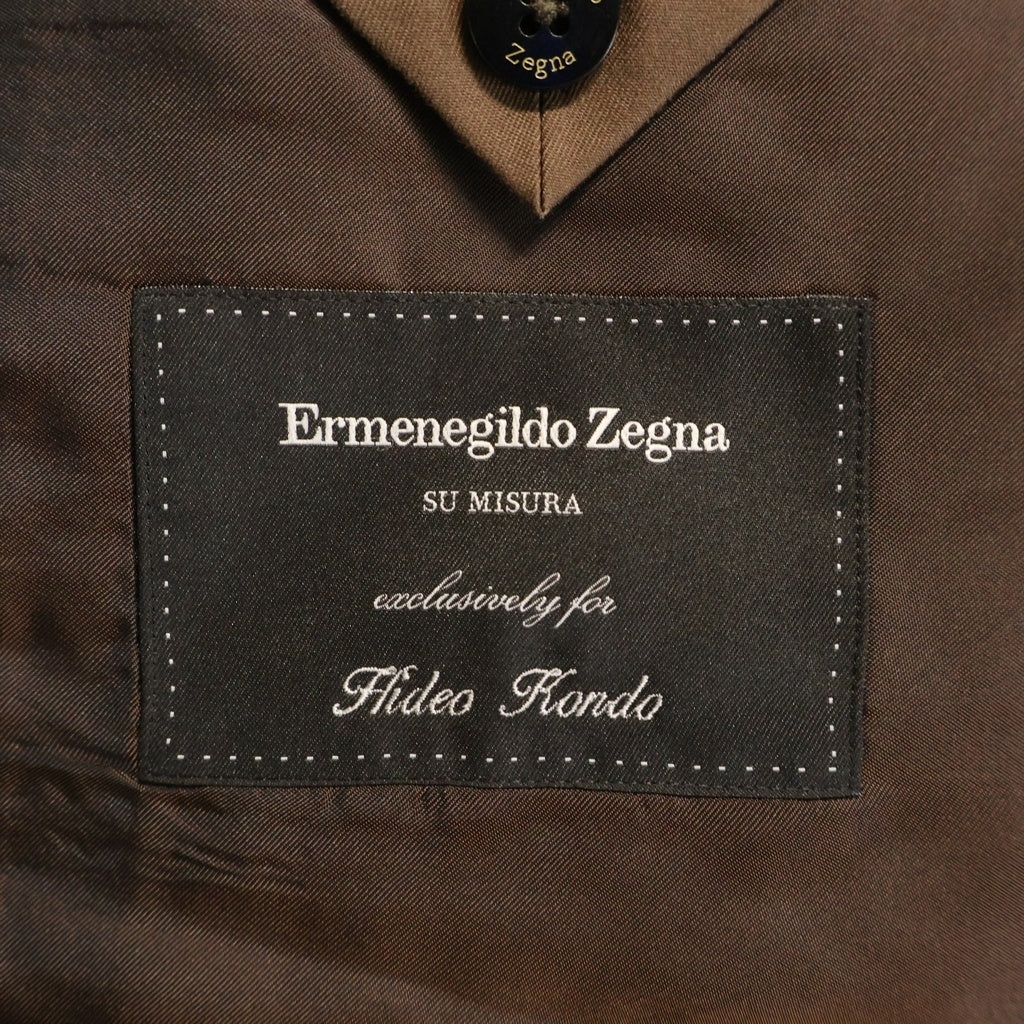 Ermenegildo Zegna(エルメネジルドゼニア) シングルセットアップ ジャケット×パンツ ブラウン コットン 0SU721 252525