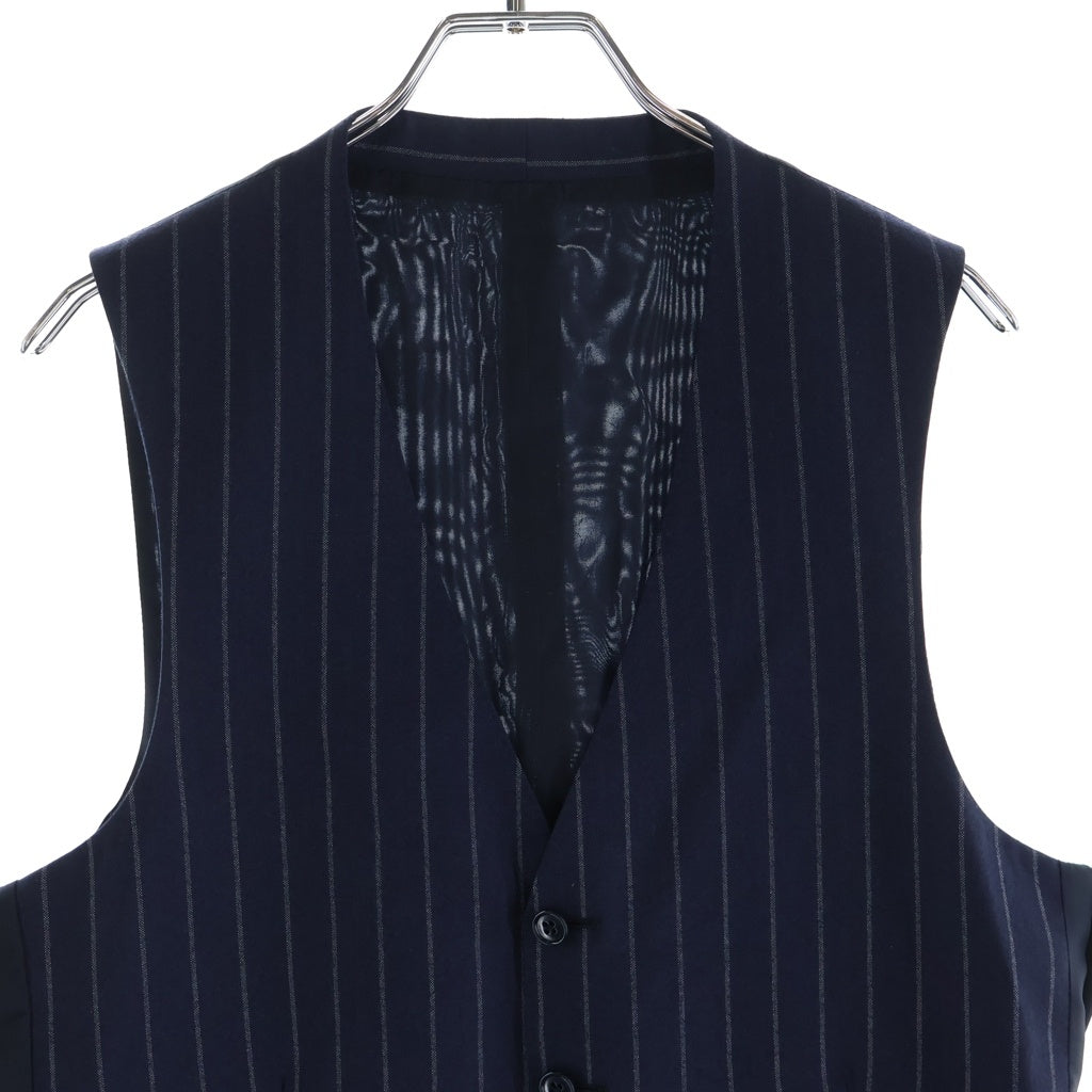 Ermenegildo Zegna(エルメネジルドゼニア) セットアップ ジャケット×ベスト×パンツ ストライプ ネイビー ウール 02F052