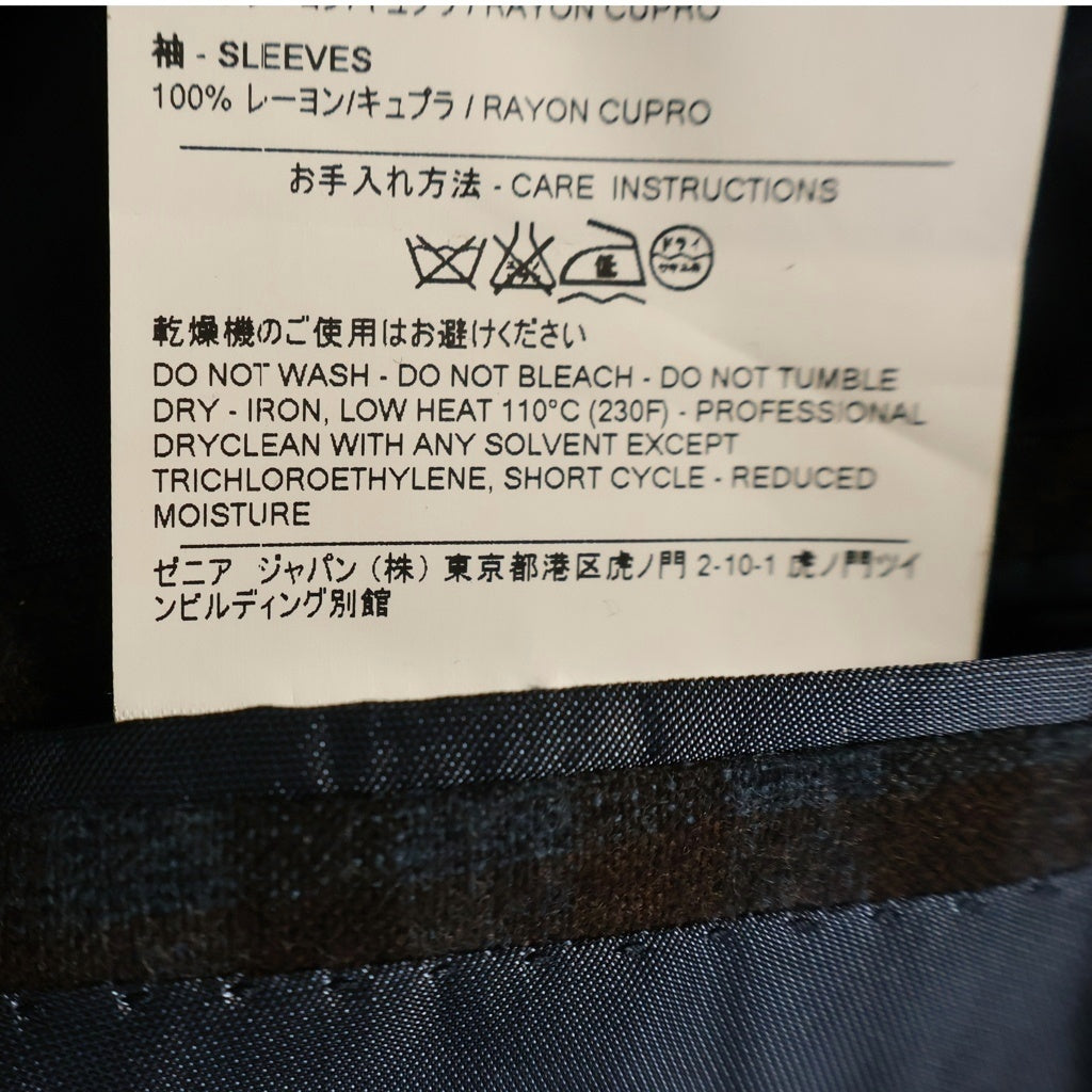 Ermenegildo Zegna(エルメネジルドゼニア) シングルテーラードジャケット チェック ブルー×ブラウン ウール 04F018
