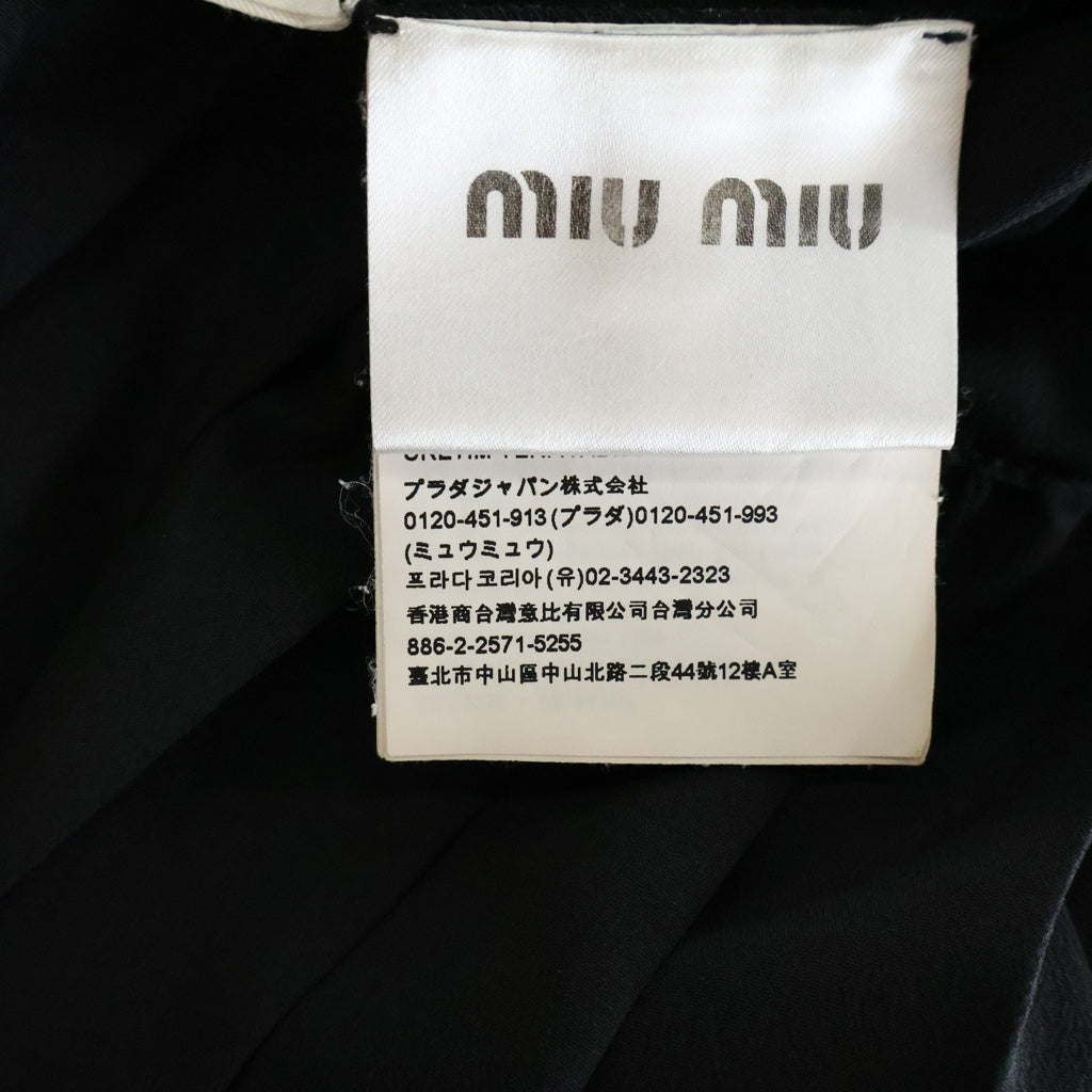 miumiu(ミュウミュウ) クレープドシン ミニ ドレス ワンピース 半袖 プリーツ ポリエステル ブラック MF4844 レディース