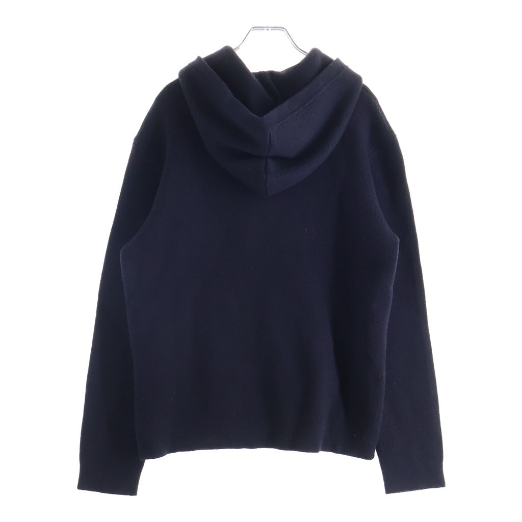 EMPORIO ARMANI(エンポリオアルマーニ) 19AW ロゴ刺繍 ニットパーカー フーディー ウール アクリル ブラック 6G1MX7 1MNUZ