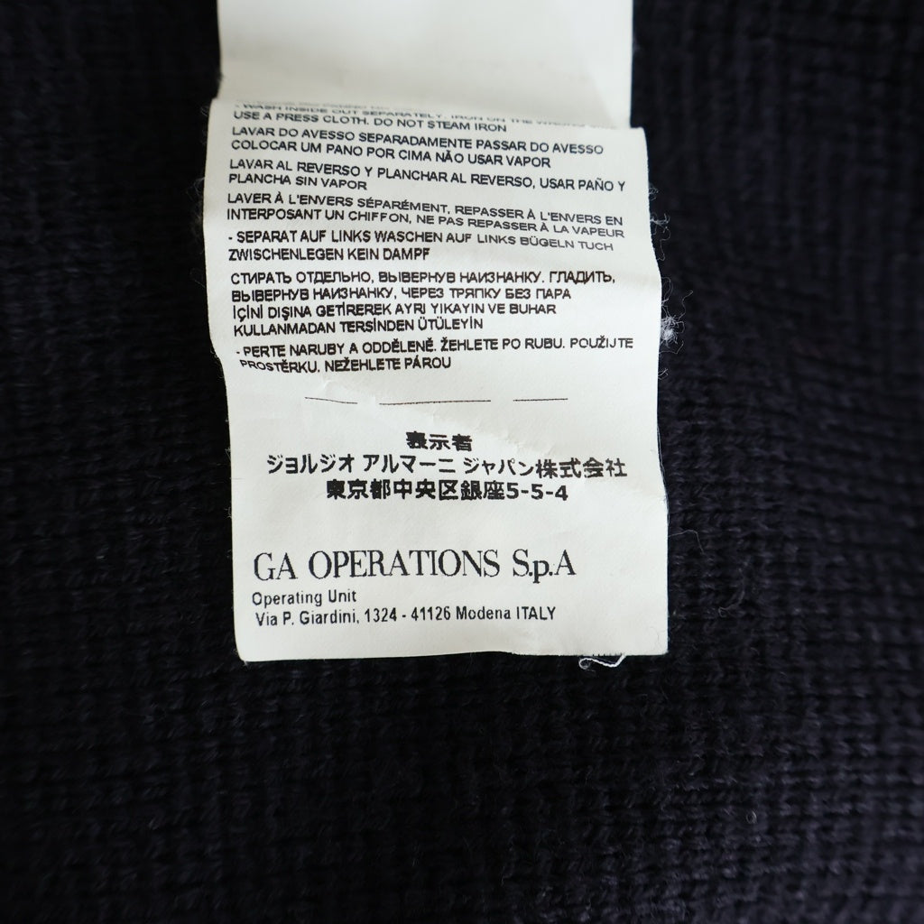 EMPORIO ARMANI(エンポリオアルマーニ) 19AW ロゴ刺繍 ニットパーカー フーディー ウール アクリル ブラック 6G1MX7 1MNUZ