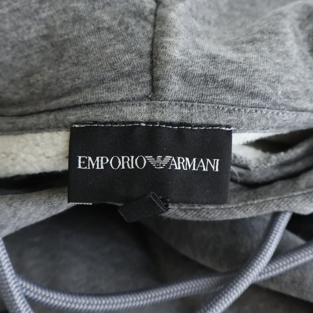 EMPORIO ARMANI(エンポリオアルマーニ) Flower Embroidery Hoodie 花柄刺繍 プルオーバーフーディー パーカー コットン 裏起毛 グレー 6H1M6Q 1JH6Z