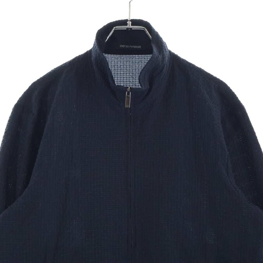 EMPORIO ARMANI(エンポリオアルマーニ) シアサッカー ジップアップジャケット ブルゾン ポリエステル ブラック H31R29 C1036