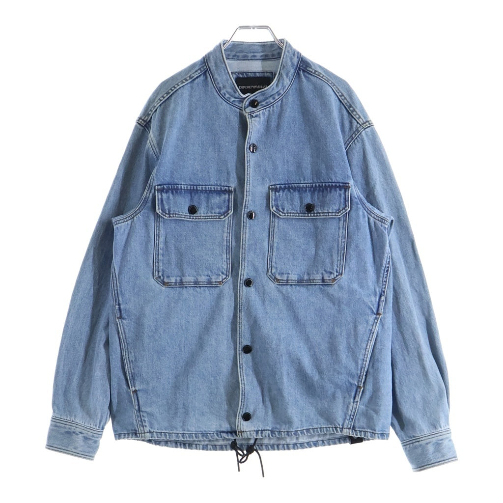 EMPORIO ARMANI(エンポリオアルマーニ) Snap Denim Jacket スナップボタン デニムジャケット ノーカラー インディゴ 3R1CC1 1DPWZ