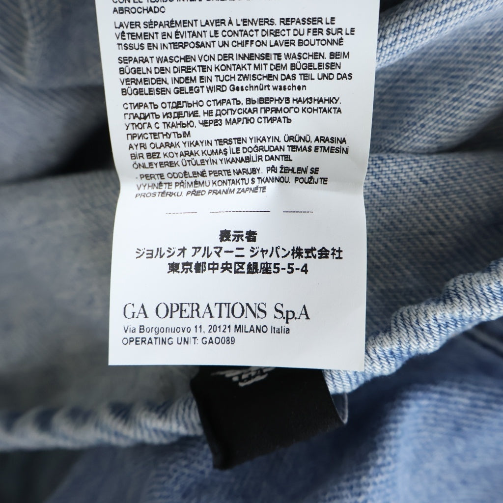 EMPORIO ARMANI(エンポリオアルマーニ) Snap Denim Jacket スナップボタン デニムジャケット ノーカラー インディゴ 3R1CC1 1DPWZ