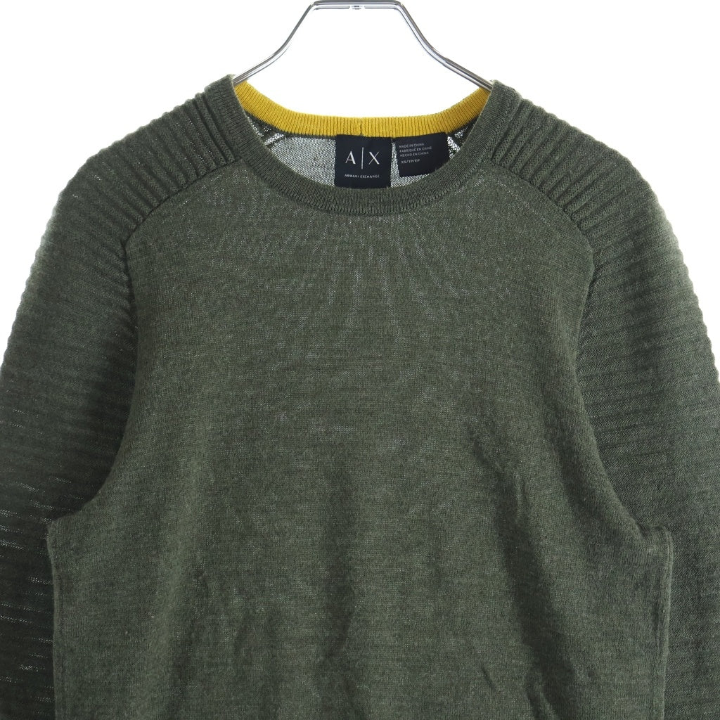 Armani Exchange(アルマーニ エクスチェンジ) ラグランスリーブ クルーネックニット 長袖セーター アクリル ウール グリーン 6XZM2D ZMB4Z