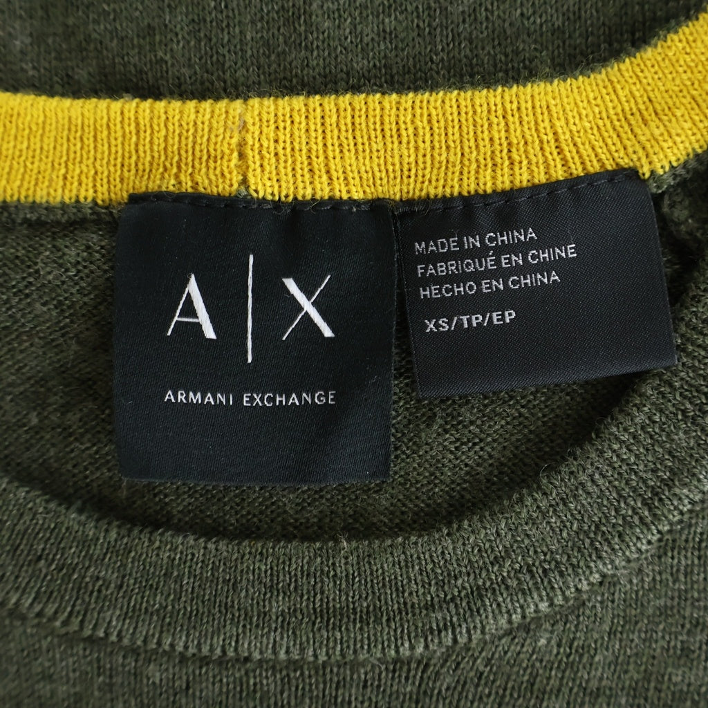 Armani Exchange(アルマーニ エクスチェンジ) ラグランスリーブ クルーネックニット 長袖セーター アクリル ウール グリーン 6XZM2D ZMB4Z