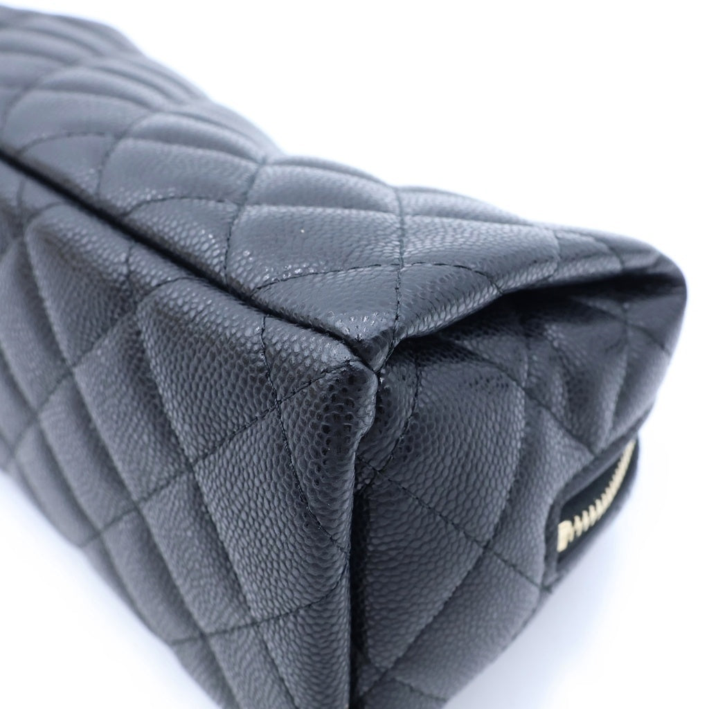CHANEL(シャネル) マトラッセ ココマーク ポーチ 収納 ブラック キャビアスキン プレートシリアル AP5157 ゴールド金具 レディース